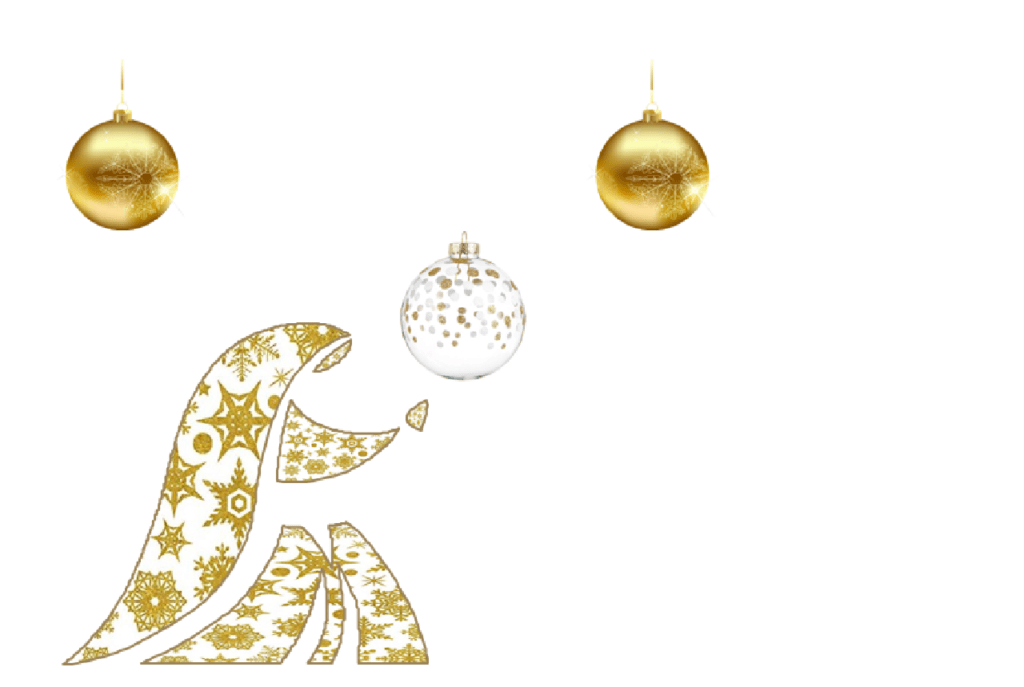 article joyeux Noel Ecole Sainte Marie Fuveau logo de l'école une vierge décorée avec boules noël dorées
