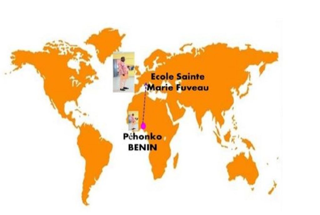 image article bol de riz Bénin école Sainte Marie Fuveau carte du monde de France vers le Bénin en Afrique