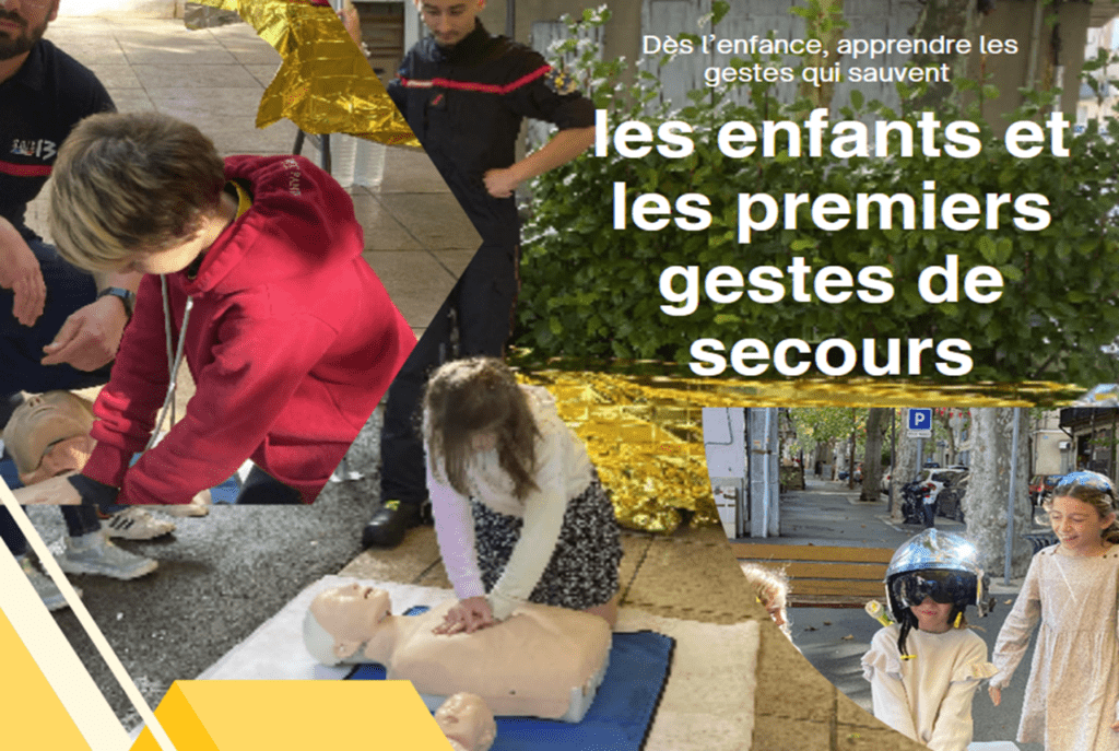 enfants et pompiers pour apprendre premiers gestes de secours ecole Sainte Marie Fuveau