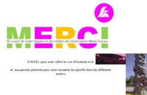 merci à l A.P.E.L et aux parents d eleves olympiades 2025 ecole sainte marie fuveau