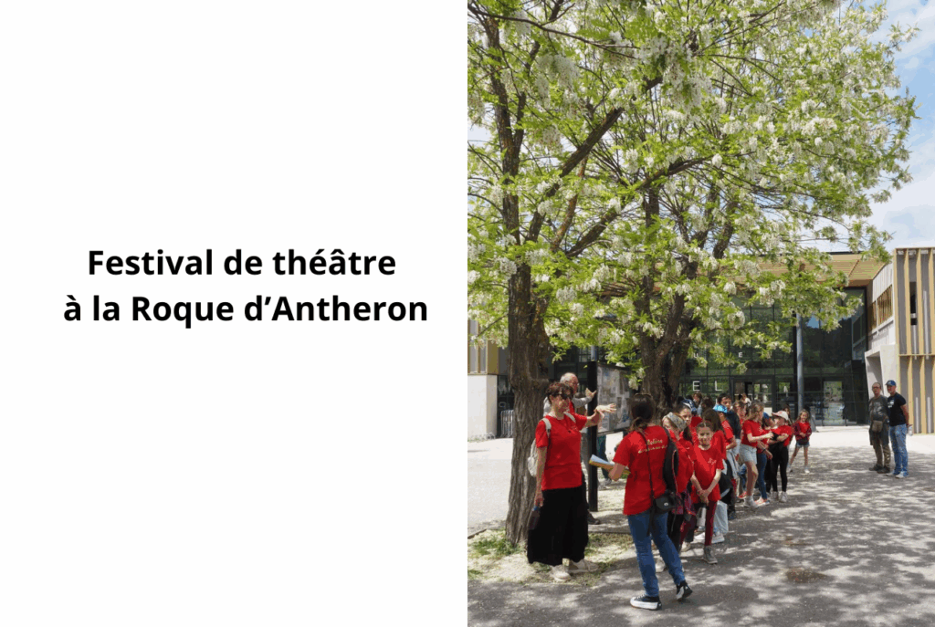 theatre CM1 ROQUE D'ANTHERON festival ecole sainte marie fuveau la troupe arrive sur les lieux